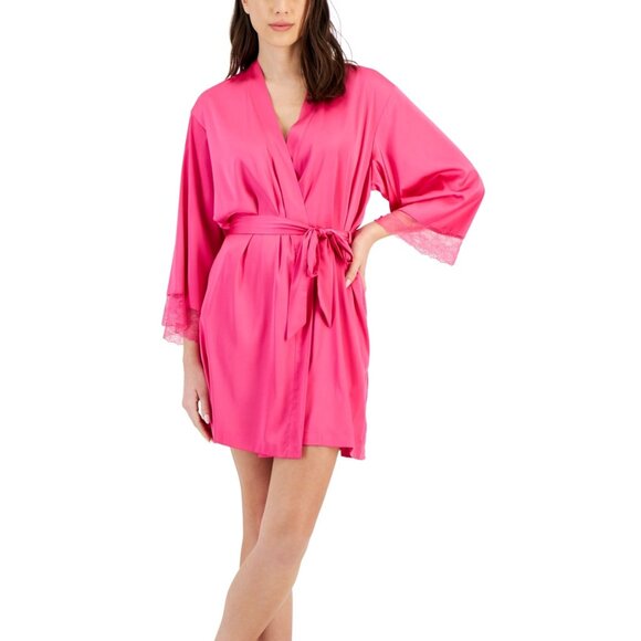I.n.c. International Concepts Women's Lace-Trim Stretch Satin Robe, Created for - Picture 1 of 2